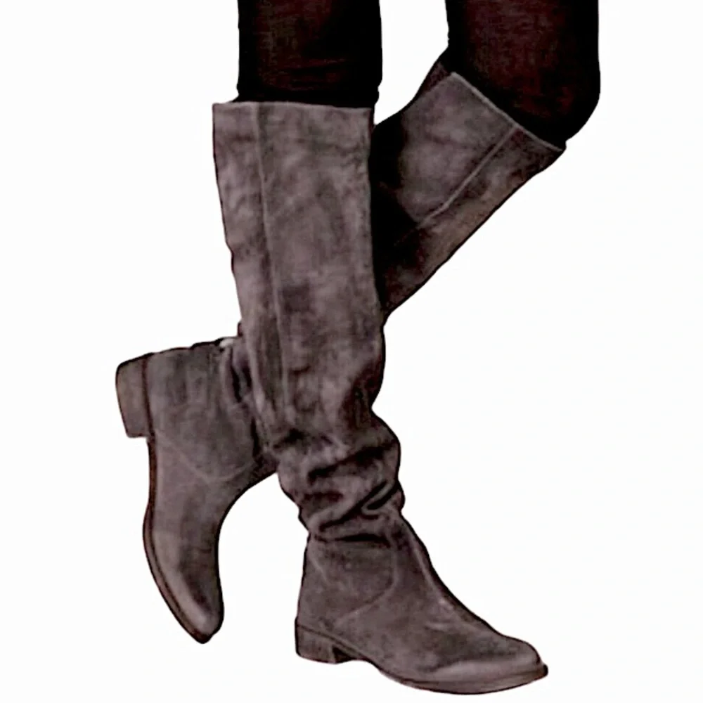 ANTHROPOLOGIE Boots BOUTIQUE 9 NICHOLA Tall Gray Brown Suede Leather Sizes 8